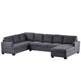 English Elm Ustyle Modern Large Upholstered U-Shape Sectional Sofa, Extra Wide Chaise Lounge Couch, Grey