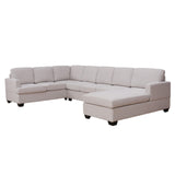 English Elm Ustyle Modern Large Upholstered U-Shape Sectional Sofa, Extra Wide Chaise Lounge Couch, Beige