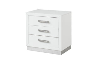 English Elm Queen Coco 5PC LED Bedroom Set – Queen Bed, 8-Drawer Dresser, Mirror, Nightstand & 5-Drawer Chest, Milky White Elegance with Ambient Lighting 659436092440