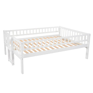 English Elm Full-over-full-over-full Triple Bunk Bed with Slide Pine Frame Kids Room White LT100052AAK