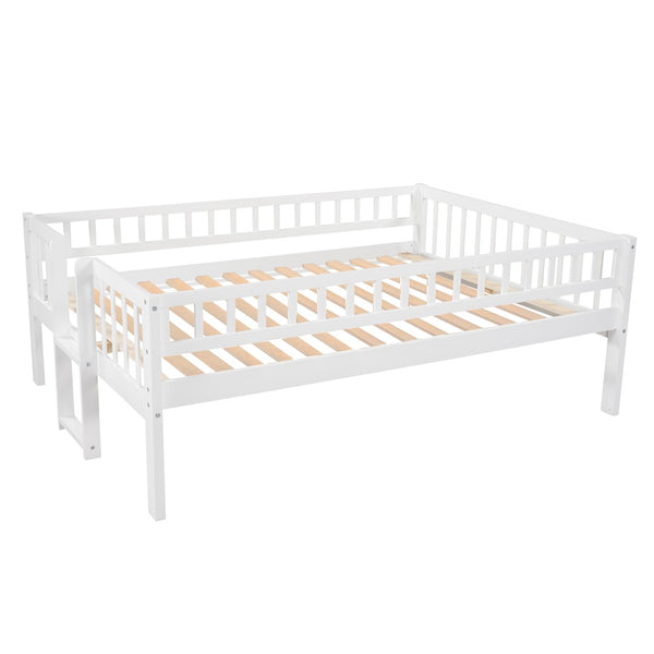 English Elm Full-over-full-over-full Triple Bunk Bed with Slide Pine Frame Kids Room White LT100052AAK