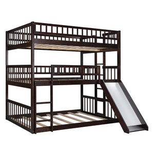 English Elm Full-over-full-over-full Triple Bunk Bed with Slide Pine Frame Kids Room White LT100052AAP