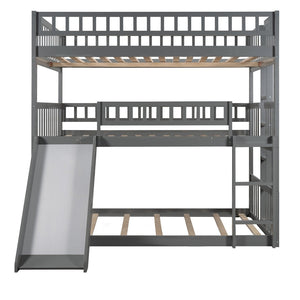 English Elm Full-over-full-over-full Triple Bunk Bed with Slide Pine Frame Kids Room White LT100052AAE