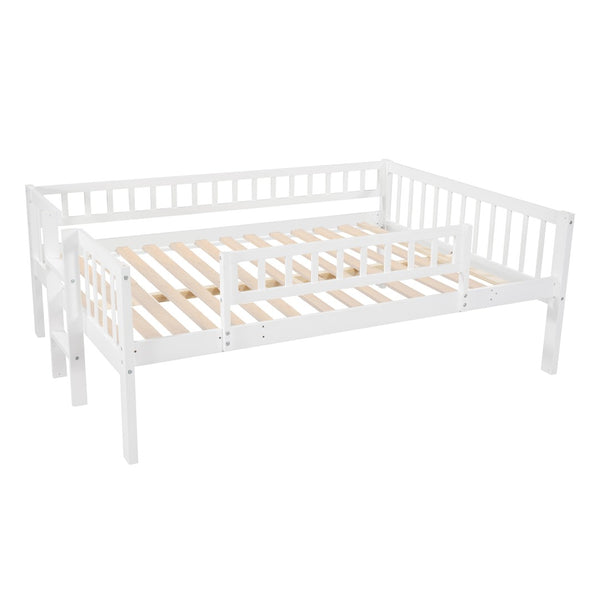 English Elm Full-over-full-over-full Triple Bunk Bed with Slide Pine Frame Kids Room White LT100052AAK