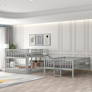 English Elm Full-over-full-over-full Triple Bunk Bed with Slide Pine Frame Kids Room White LT100052AAE