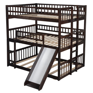 English Elm Full-over-full-over-full Triple Bunk Bed with Slide Pine Frame Kids Room White LT100052AAP