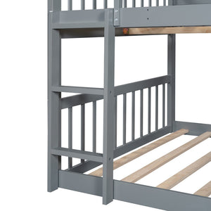 English Elm Full-over-full-over-full Triple Bunk Bed with Slide Pine Frame Kids Room White LT100052AAE