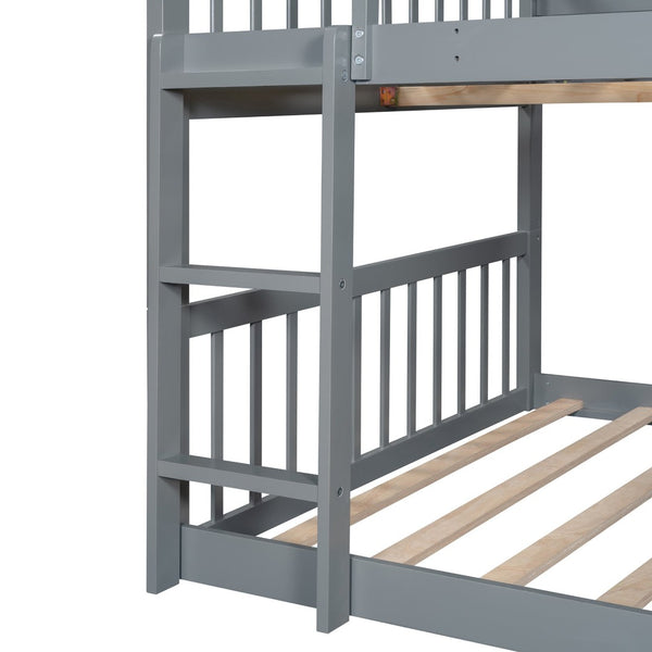 English Elm Full-over-full-over-full Triple Bunk Bed with Slide Pine Frame Kids Room White LT100052AAE