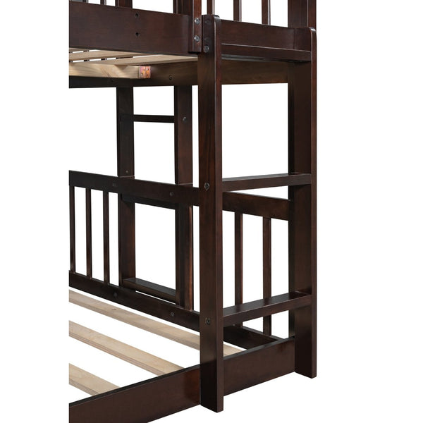 English Elm Full-over-full-over-full Triple Bunk Bed with Slide Pine Frame Kids Room White LT100052AAP