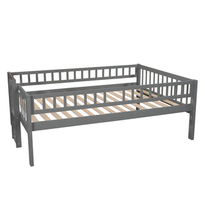 English Elm Full-over-full-over-full Triple Bunk Bed with Slide Pine Frame Kids Room White LT100052AAE