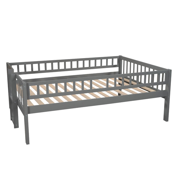 English Elm Full-over-full-over-full Triple Bunk Bed with Slide Pine Frame Kids Room White LT100052AAE
