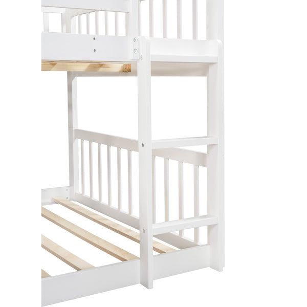 English Elm Full-over-full-over-full Triple Bunk Bed with Slide Pine Frame Kids Room White LT100052AAK
