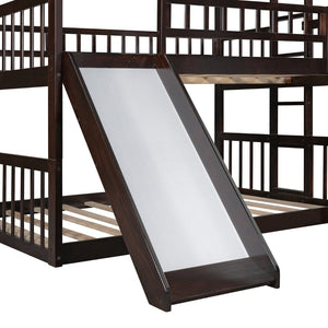 English Elm Full-over-full-over-full Triple Bunk Bed with Slide Pine Frame Kids Room White LT100052AAP