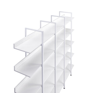 English Elm 5 Tier Bookcase Industrial Open Bookshelf with Steel Frame, 80lb Shelves, Anti-Fall Device White N725P247766W