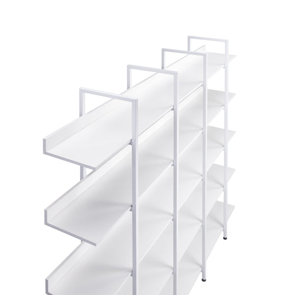 English Elm 5 Tier Bookcase Industrial Open Bookshelf with Steel Frame, 80lb Shelves, Anti-Fall Device White N725P247766W