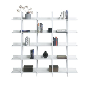 English Elm 5 Tier Bookcase Industrial Open Bookshelf with Steel Frame, 80lb Shelves, Anti-Fall Device White N725P247766W