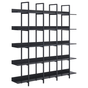English Elm [video] Five Tier Industrial Open Bookshelf Steel Frame Mdf Shelves Home Office Storage Black N725P387978Z