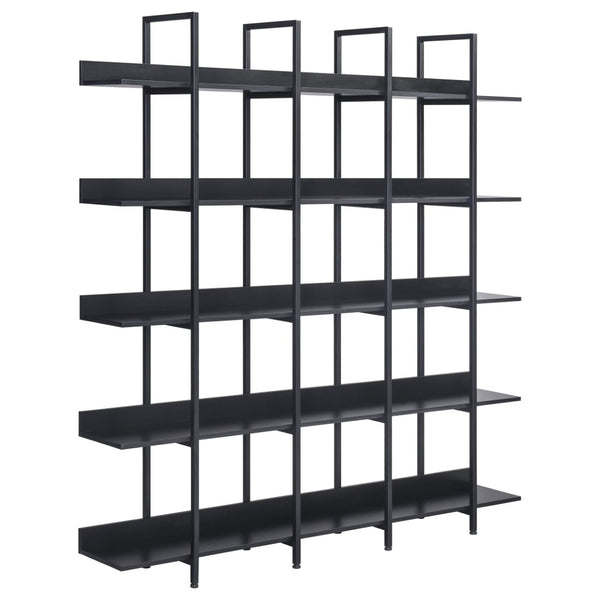 English Elm [video] Five Tier Industrial Open Bookshelf Steel Frame Mdf Shelves Home Office Storage Black N725P387978Z