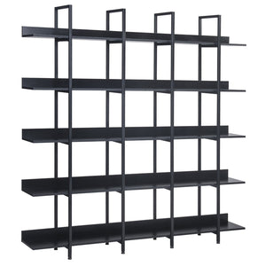 English Elm [video] Five Tier Industrial Open Bookshelf Steel Frame Mdf Shelves Home Office Storage Black N725P387978Z