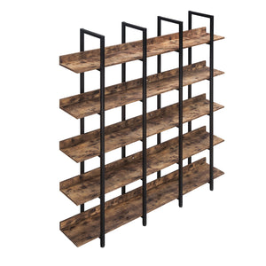 English Elm 5 Tier Bookcase Industrial Open Bookshelf with Steel Frame, 80lb Shelves, Anti-Fall Device Brown N725P247766T