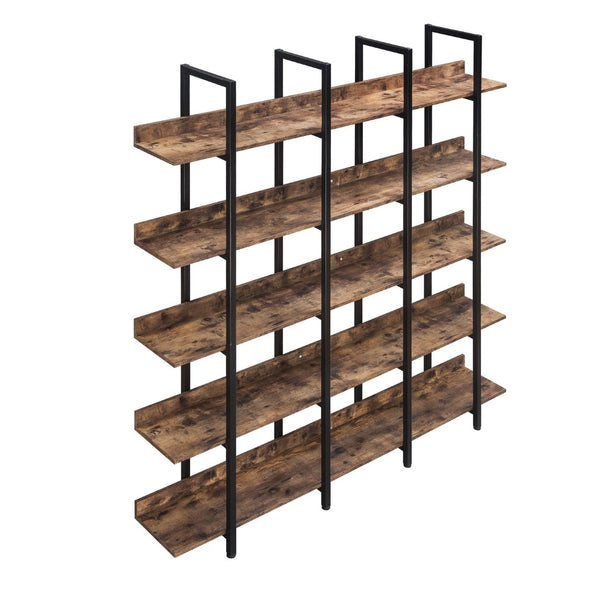 English Elm [video] Five Tier Industrial Open Bookshelf Steel Frame Mdf Shelves Home Office Storage N725P387978T