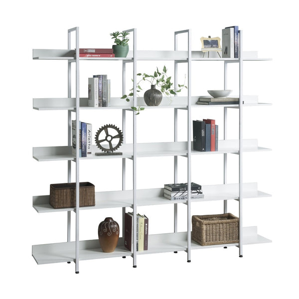 English Elm [video] Five Tier Industrial Open Bookshelf Steel Frame Mdf Shelves Home Office Storage White N725P387978W