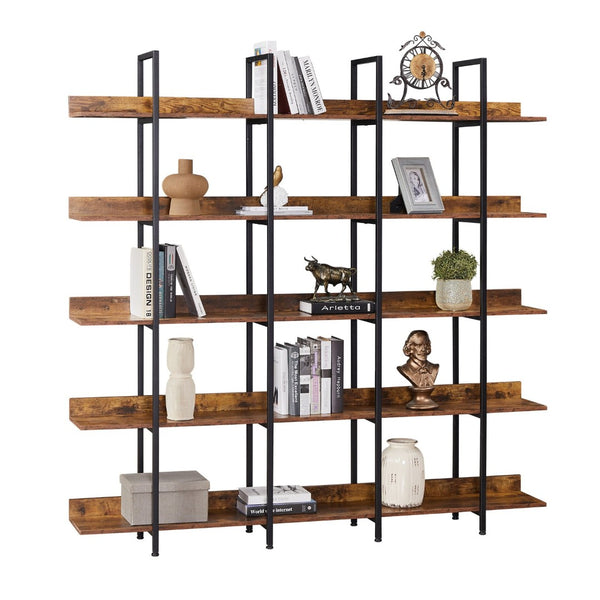 English Elm [video] Five Tier Industrial Open Bookshelf Steel Frame Mdf Shelves Home Office Storage N725P387978T