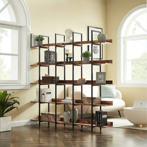 English Elm [video] Five Tier Industrial Open Bookshelf Steel Frame Mdf Shelves Home Office Storage N725P387978T