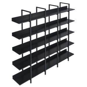 English Elm [video] Five Tier Industrial Open Bookshelf Steel Frame Mdf Shelves Home Office Storage Black N725P387978Z