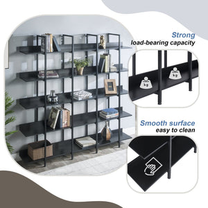 English Elm [video] Five Tier Industrial Open Bookshelf Steel Frame Mdf Shelves Home Office Storage Black N725P387978Z