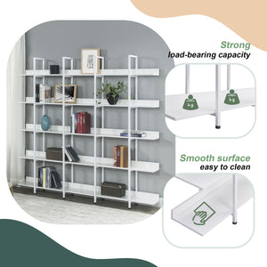 English Elm 5 Tier Bookcase Industrial Open Bookshelf with Steel Frame, 80lb Shelves, Anti-Fall Device White N725P247766W