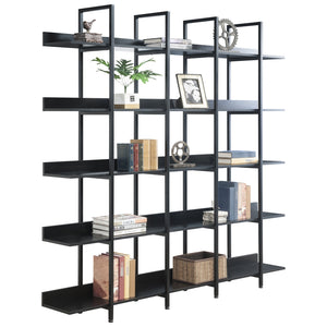 English Elm 5 Tier Bookcase Industrial Open Bookshelf with Steel Frame, 80lb Shelves, Anti-Fall Device Black N725P247766Z