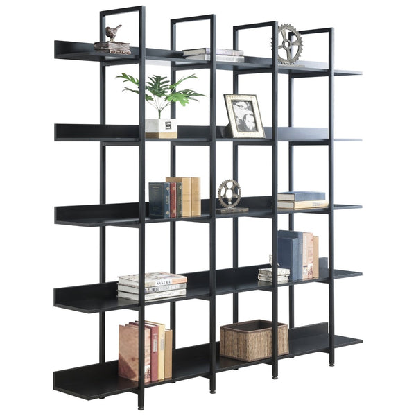 English Elm [video] Five Tier Industrial Open Bookshelf Steel Frame Mdf Shelves Home Office Storage Black N725P387978Z