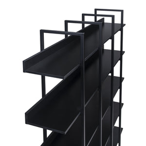 English Elm 5 Tier Bookcase Industrial Open Bookshelf with Steel Frame, 80lb Shelves, Anti-Fall Device Black N725P247766Z