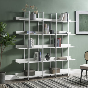 English Elm [video] Five Tier Industrial Open Bookshelf Steel Frame Mdf Shelves Home Office Storage White N725P387978W