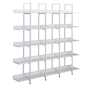 English Elm [video] Five Tier Industrial Open Bookshelf Steel Frame Mdf Shelves Home Office Storage White N725P387978W