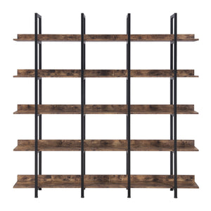 English Elm 5 Tier Bookcase Industrial Open Bookshelf with Steel Frame, 80lb Shelves, Anti-Fall Device Brown N725P247766T
