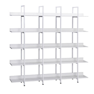 English Elm 5 Tier Bookcase Industrial Open Bookshelf with Steel Frame, 80lb Shelves, Anti-Fall Device White N725P247766W