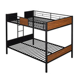 Full over Full Bunk Bed with Built-in Ladder and Safety Rail, Brown