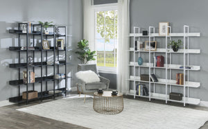 English Elm [video] Five Tier Industrial Open Bookshelf Steel Frame Mdf Shelves Home Office Storage White N725P387978W