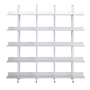 English Elm 5 Tier Bookcase Industrial Open Bookshelf with Steel Frame, 80lb Shelves, Anti-Fall Device White N725P247766W