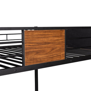 English Elm Full-over-full Steel Bunk Bed with Wood Grain Panels Safety Rail and Built-in Ladder MF291654AAD