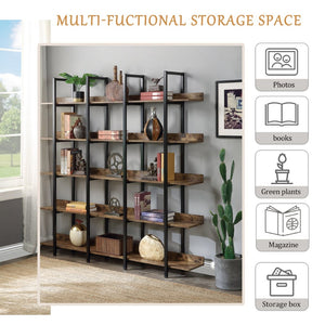 English Elm [video] Five Tier Industrial Open Bookshelf Steel Frame Mdf Shelves Home Office Storage N725P387978T