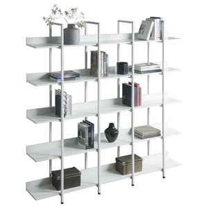 English Elm 5 Tier Bookcase Industrial Open Bookshelf with Steel Frame, 80lb Shelves, Anti-Fall Device White N725P247766W