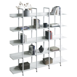 English Elm [video] Five Tier Industrial Open Bookshelf Steel Frame Mdf Shelves Home Office Storage White N725P387978W