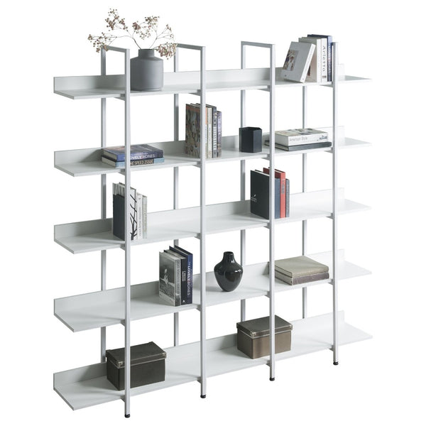 English Elm [video] Five Tier Industrial Open Bookshelf Steel Frame Mdf Shelves Home Office Storage White N725P387978W