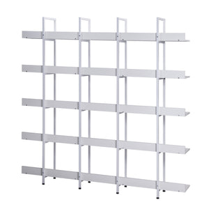 English Elm 5 Tier Bookcase Industrial Open Bookshelf with Steel Frame, 80lb Shelves, Anti-Fall Device White N725P247766W