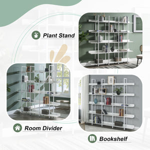 English Elm 5 Tier Bookcase Industrial Open Bookshelf with Steel Frame, 80lb Shelves, Anti-Fall Device White N725P247766W