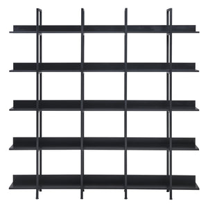 English Elm 5 Tier Bookcase Industrial Open Bookshelf with Steel Frame, 80lb Shelves, Anti-Fall Device Black N725P247766Z