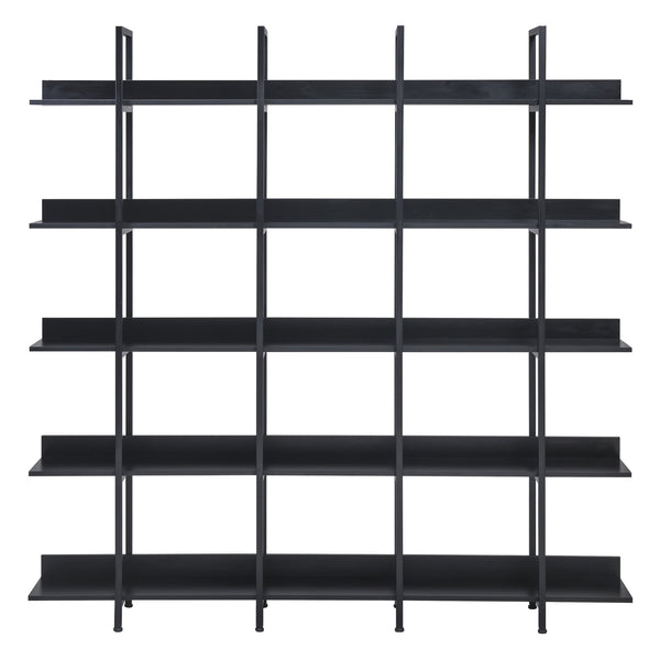 English Elm 5 Tier Bookcase Industrial Open Bookshelf with Steel Frame, 80lb Shelves, Anti-Fall Device Black N725P247766Z